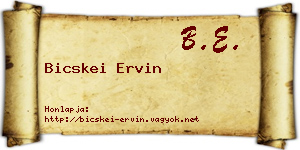 Bicskei Ervin névjegykártya